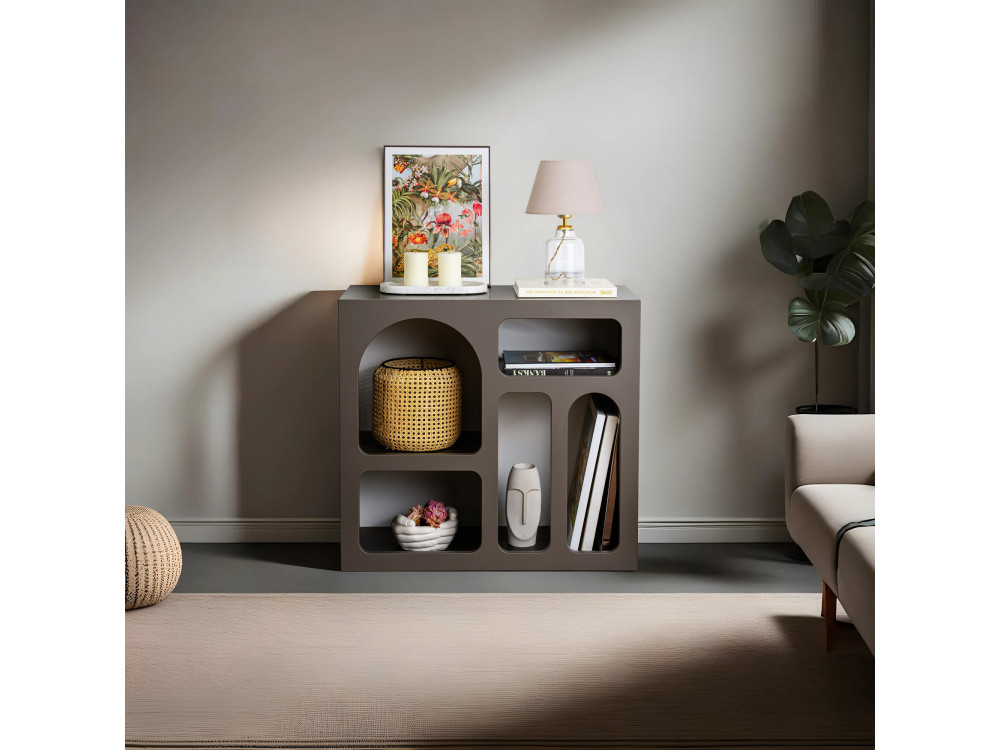 Aparador de madera "Lessa" - 80 x 37 x 74 cm - Gris antracita
