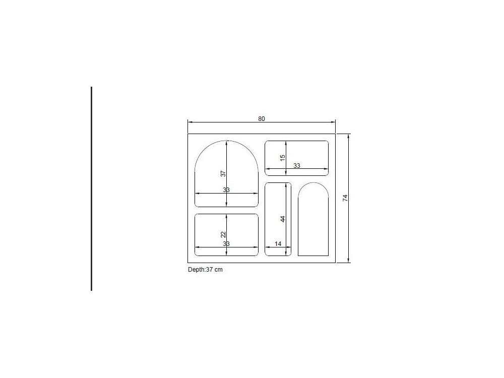 Aparador de madera "Lessa" - 80 x 37 x 74 cm - Gris antracita