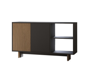 Aparador de madera "Ravello" - 140 x 35 x 80 cm - Gris antracita