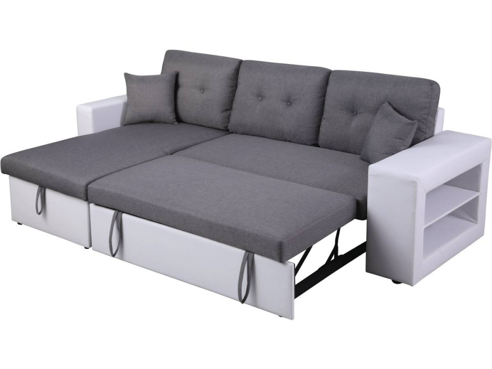 Sofá esquinero convertible/reversible "Axel" - Blanco/Gris