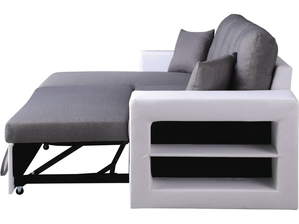 Sofá esquinero convertible/reversible "Axel" - Blanco/Gris