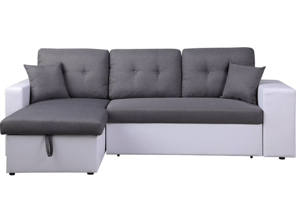 Sofá esquinero convertible/reversible "Axel" - Blanco/Gris
