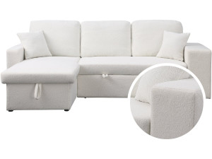 Sofá rinconera tela bouclette convertible/reversible "Axel"  - 3 plazas - Blanco