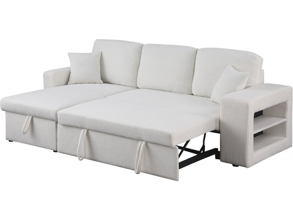 Sofá rinconera tela bouclette convertible/reversible "Axel"  - 3 plazas - Blanco