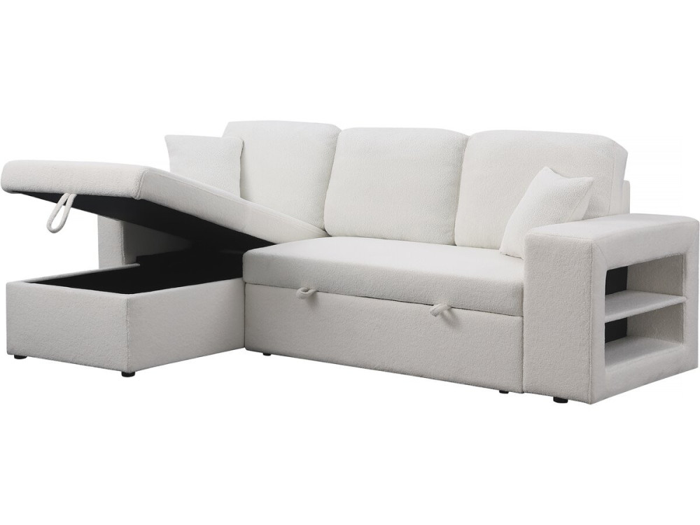 Sofá rinconera tela bouclette convertible/reversible "Axel"  - 3 plazas - Blanco