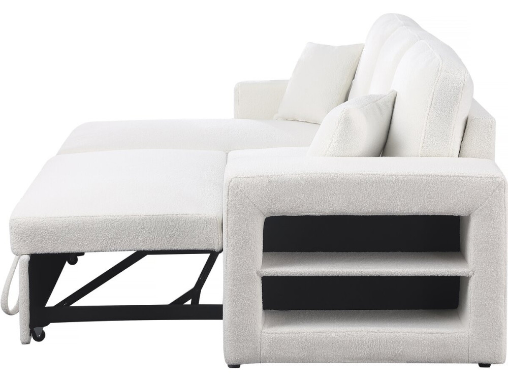 Sofá rinconera tela bouclette convertible/reversible "Axel"  - 3 plazas - Blanco