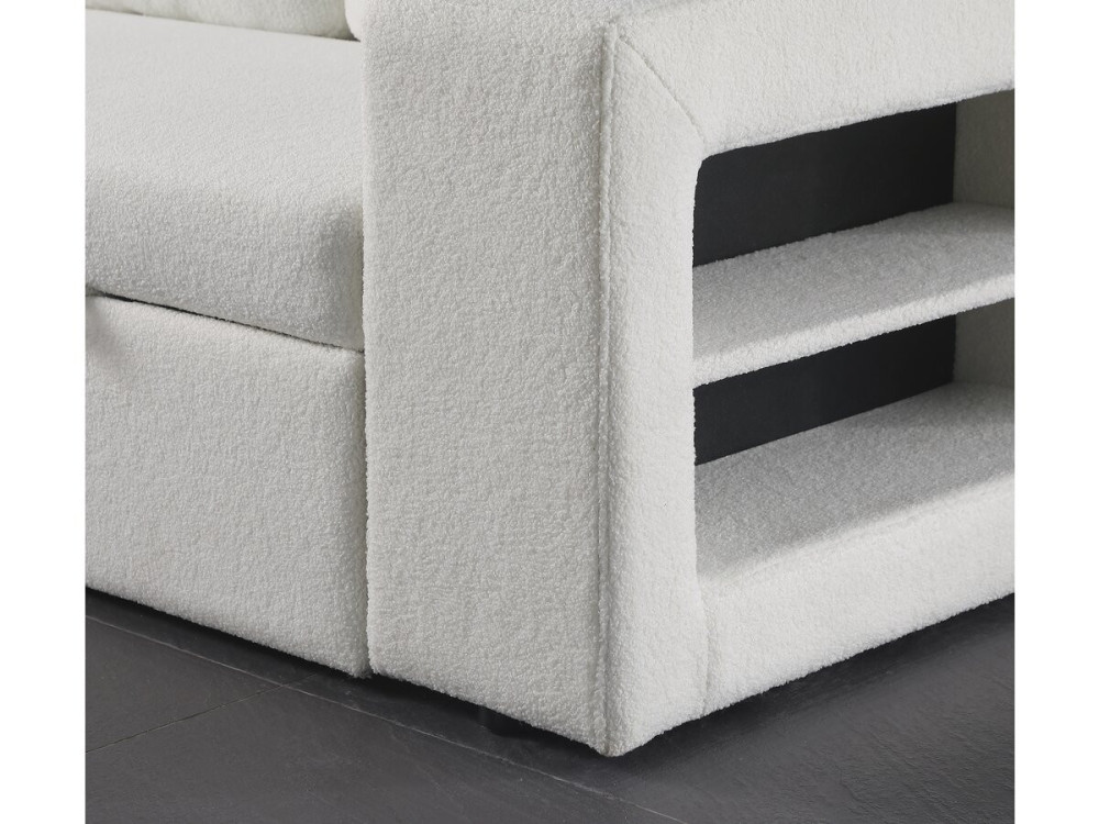 Sofá rinconera tela bouclette convertible/reversible "Axel"  - 3 plazas - Blanco