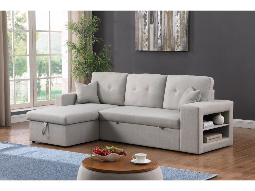 Sofá cama esquinero/reversible "Axel" - 3 plazas - Gris claro