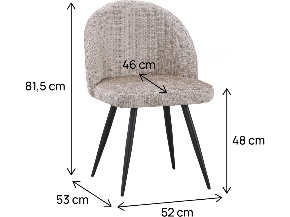 Juego de 2 sillas tapizadas "Samuel" - 53 x 51 x 82 cm - Beige