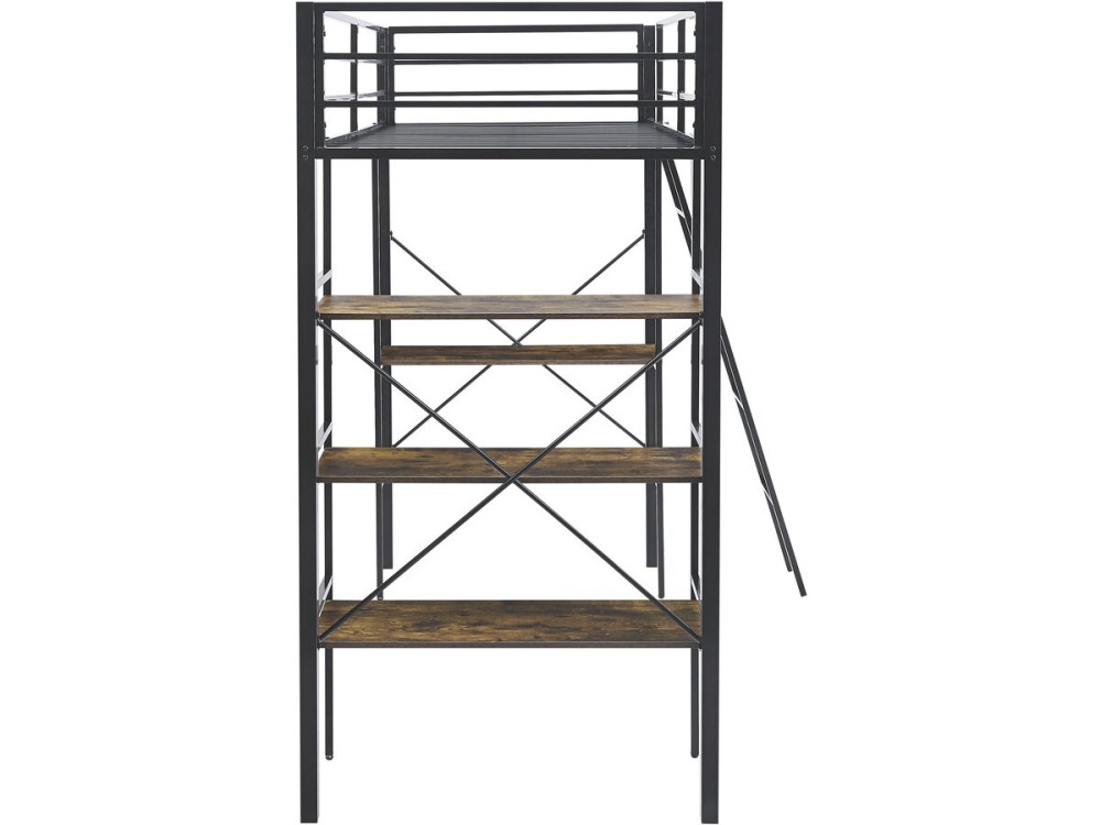 Cama alta con escritorio de metal «Raphaël» - 190 x 90 cm - Negro