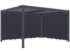 Pérgola bioclimática con 7 lamas de aluminio «Windsor» - 3 x 4 m - Gris