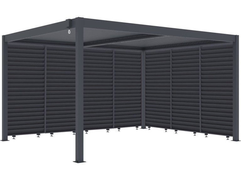 Pérgola bioclimática con 7 lamas de aluminio «Windsor» - 3 x 4 m - Gris
