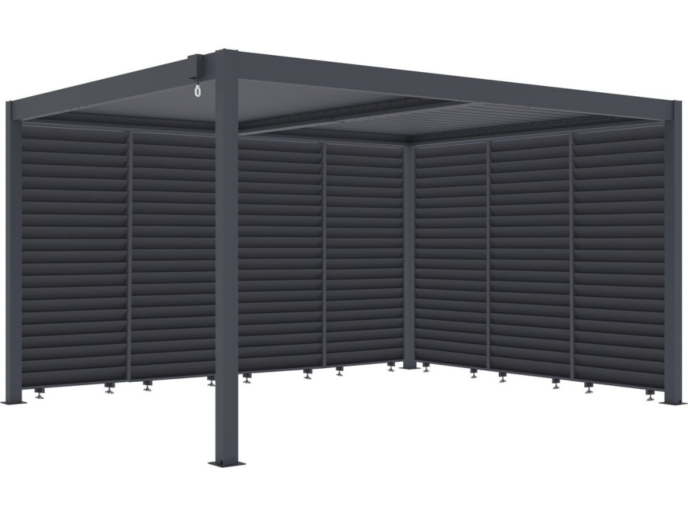 Pérgola bioclimática con 7 lamas de aluminio «Windsor» - 3 x 4 m - Gris