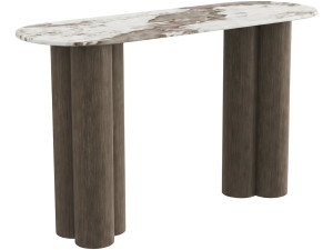 Mesa auxiliar con tablero de cerámica «Zora» - 140 cm - Marrón