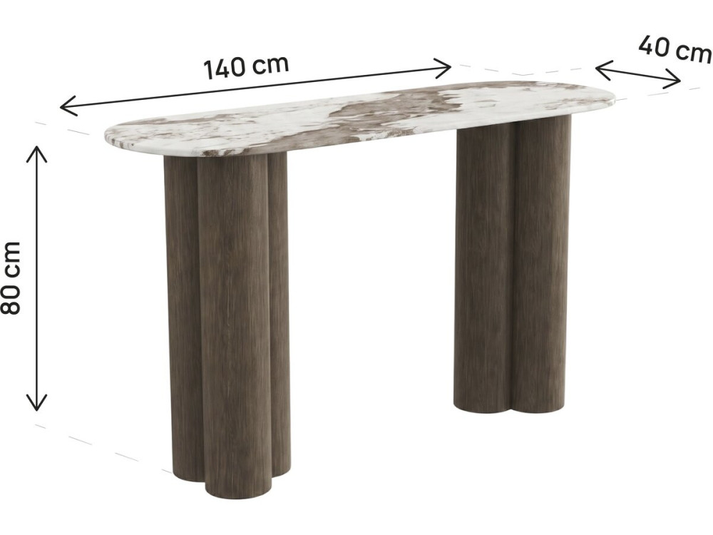 Mesa auxiliar con tablero de cerámica «Zora» - 140 cm - Marrón