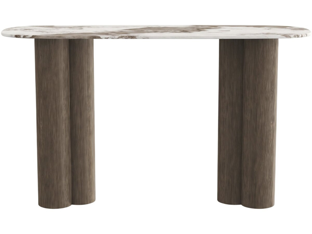 Mesa auxiliar con tablero de cerámica «Zora» - 140 cm - Marrón