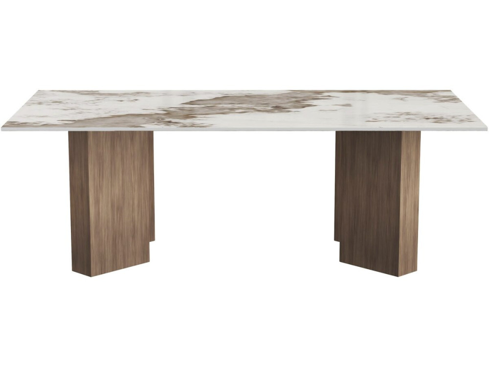 Mesa de centro de madera con tablero de cerámica «Elma» - 120 x 60 x 40 cm - Marrón