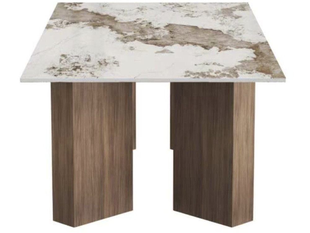 Mesa de centro de madera con tablero de cerámica «Elma» - 120 x 60 x 40 cm - Marrón