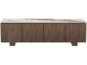 Mueble para la televisión de madera con superficie de cerámica «Elma» - 160 x 45 x 45 cm - Marrón