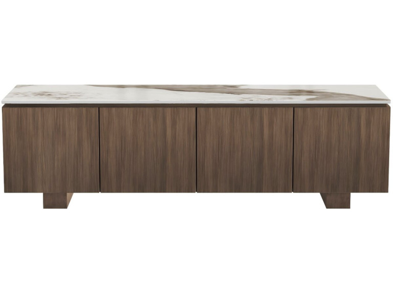 Mueble para la televisión de madera con superficie de cerámica «Elma» - 160 x 45 x 45 cm - Marrón
