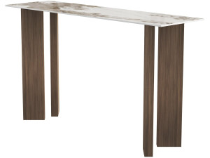 Consola de madera con tablero de cerámica «Elma» - 140 x 40 x 80 cm - Marrón