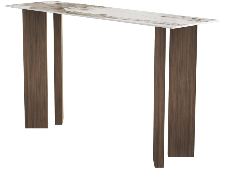 Consola de madera con tablero de cerámica «Elma» - 140 x 40 x 80 cm - Marrón