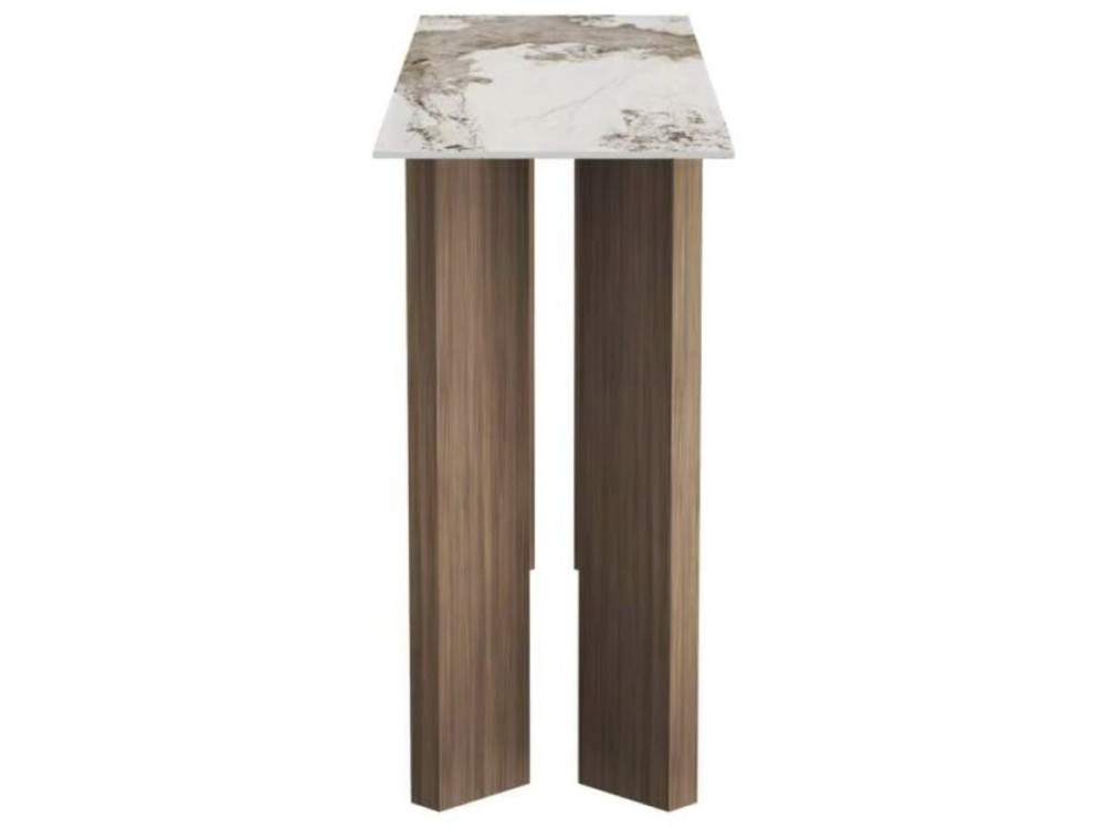 Consola de madera con tablero de cerámica «Elma» - 140 x 40 x 80 cm - Marrón