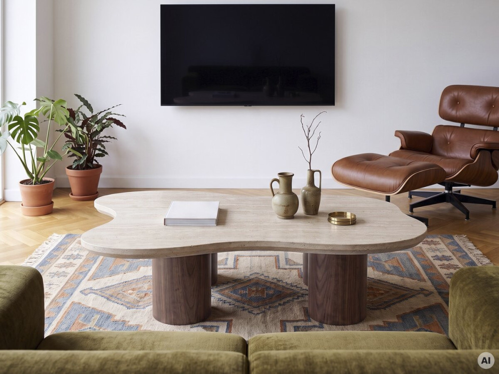 Mesa de centro de madera de diseño «Lya» - 120 cm - Marrón