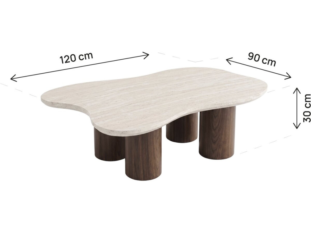 Mesa de centro de madera de diseño «Lya» - 120 cm - Marrón