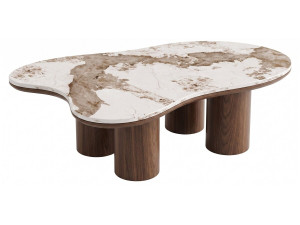 Mesa de centro de madera con tablero de cerámica «Kora» - 120 cm - Marrón