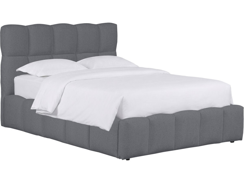 Cama con almacenaje "Davos" - Blanca Couleur Gris Taille 140 x 190 cm