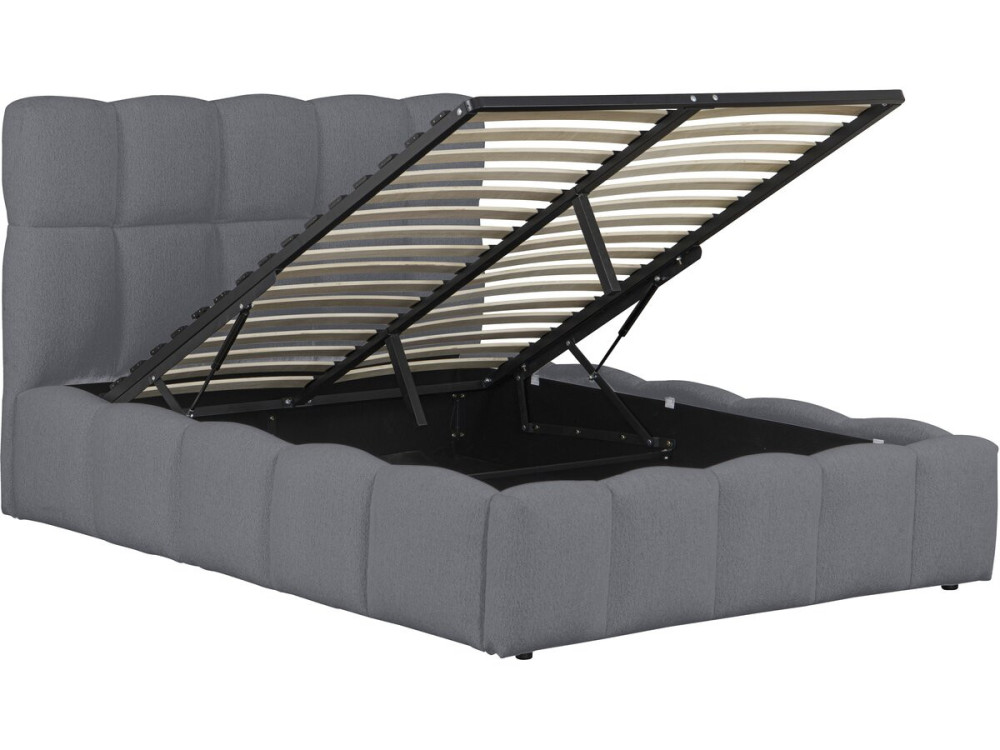 Cama con almacenaje "Davos" - Blanca Couleur Gris Taille 160 x 200 cm