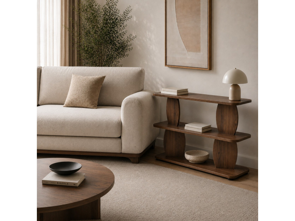 Mesita auxiliar de madera «Armonia» - 90 x 30 x 70 cm - Marrón