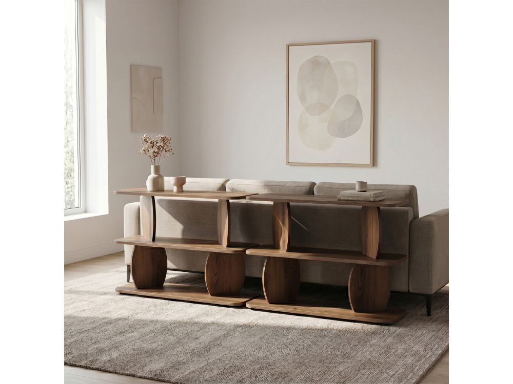 Mesita auxiliar de madera «Armonia» - 90 x 30 x 70 cm - Marrón