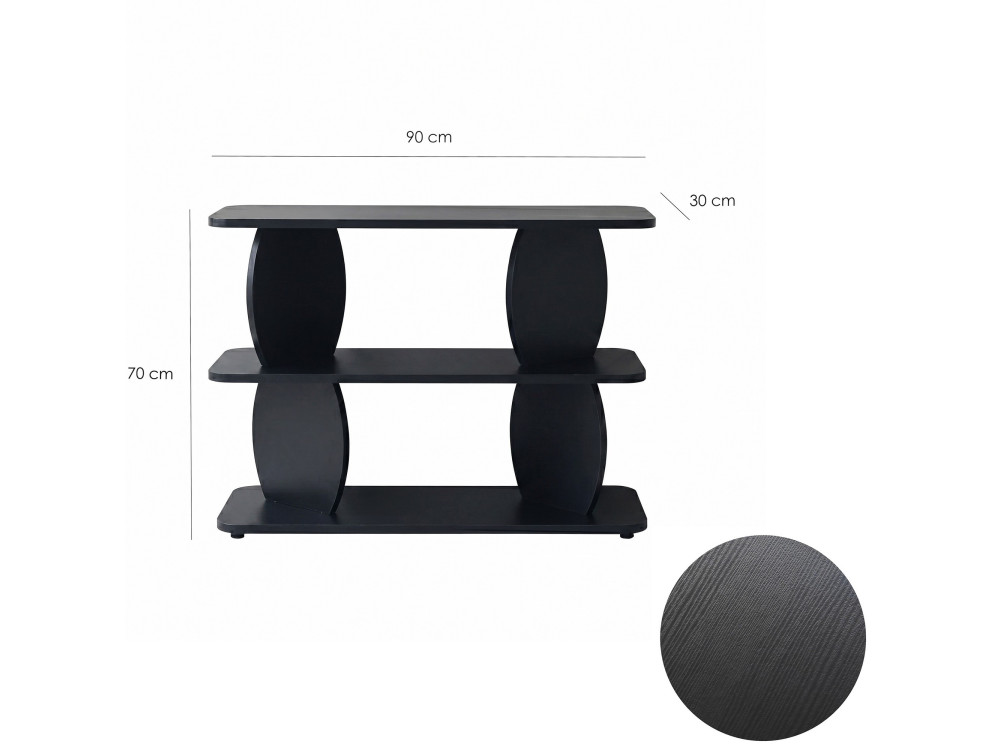 Mesita auxiliar de madera «Armonia» - 90 x 30 x 70 cm - Negro