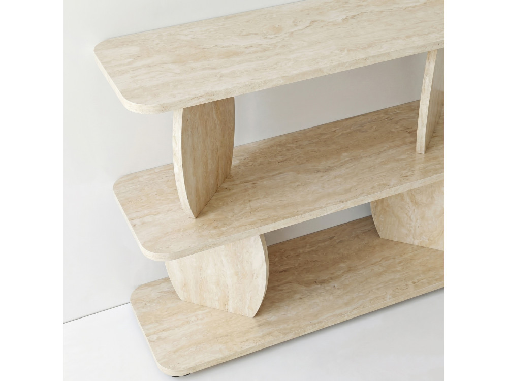 Mesita auxiliar de madera «Armonia» - 90 x 30 x 70 cm - Travertino