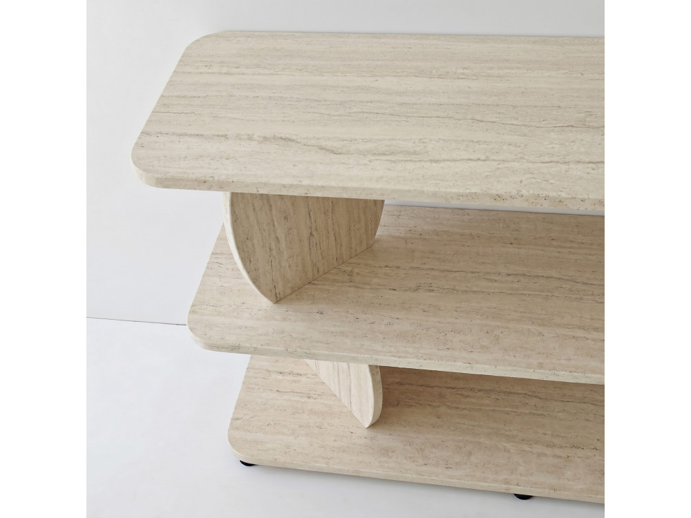 Mesita auxiliar de madera «Armonia» - 90 x 30 x 70 cm - Travertino