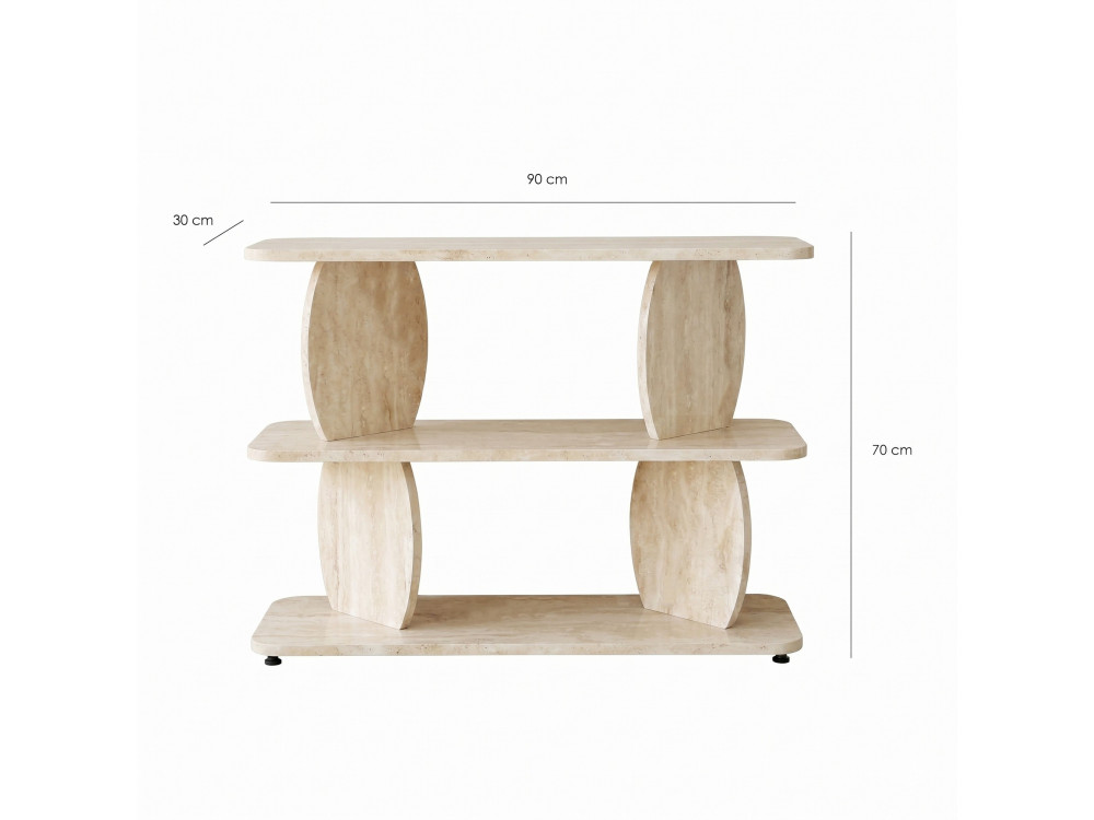 Mesita auxiliar de madera «Armonia» - 90 x 30 x 70 cm - Travertino