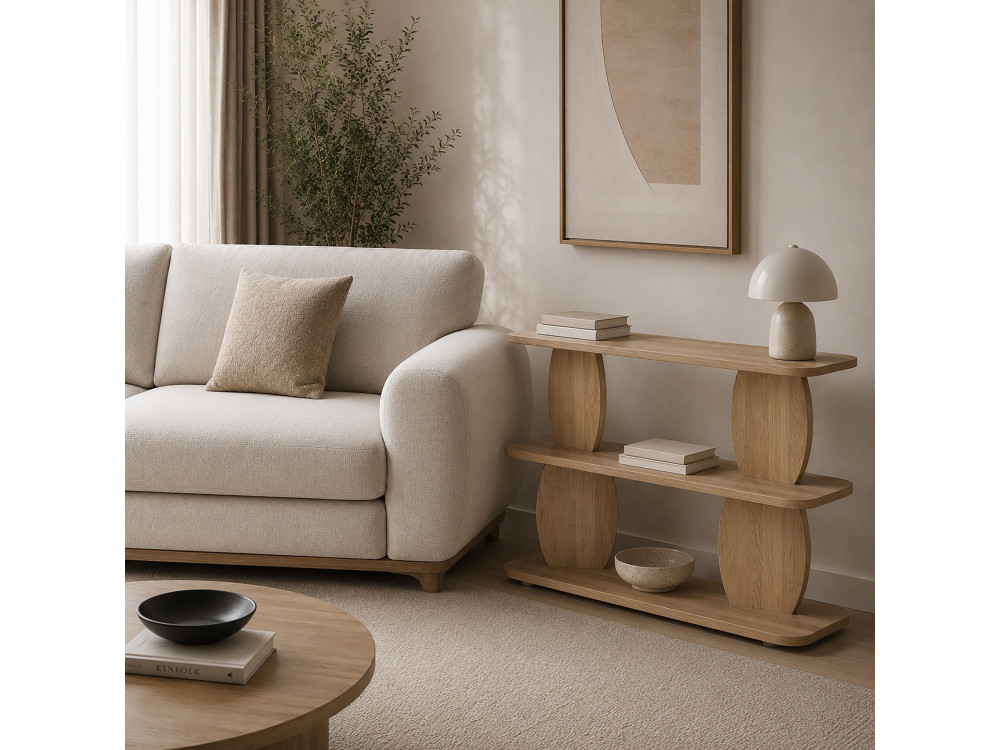 Mesita auxiliar de madera «Armonia» - 90 x 30 x 70 cm - Roble Saphir