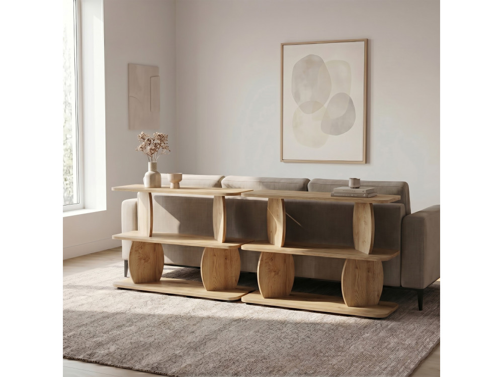 Mesita auxiliar de madera «Armonia» - 90 x 30 x 70 cm - Roble Saphir