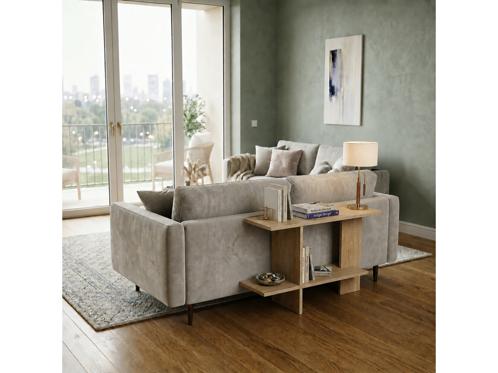 Mesita auxiliar de madera «Essenziale» - 80 x 30 x 55 cm - Roble Saphir