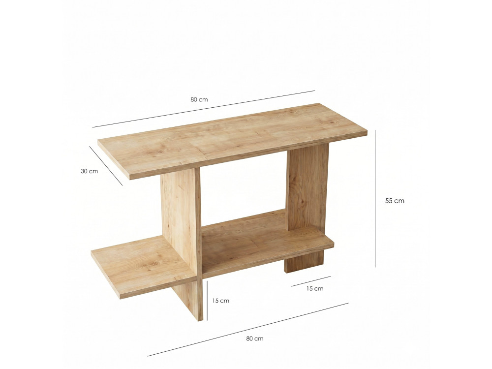 Mesita auxiliar de madera «Essenziale» - 80 x 30 x 55 cm - Roble Saphir