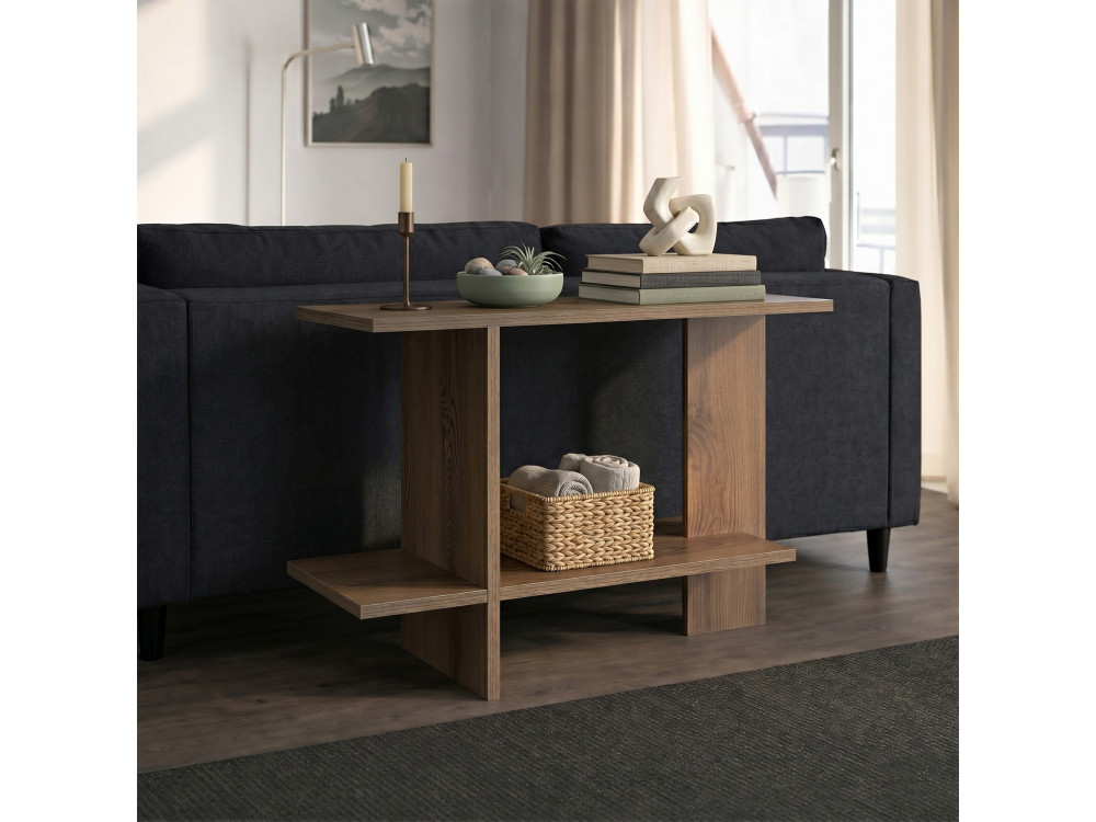 Mesita auxiliar de madera «Essenziale» - 80 x 30 x 55 cm - Marrón
