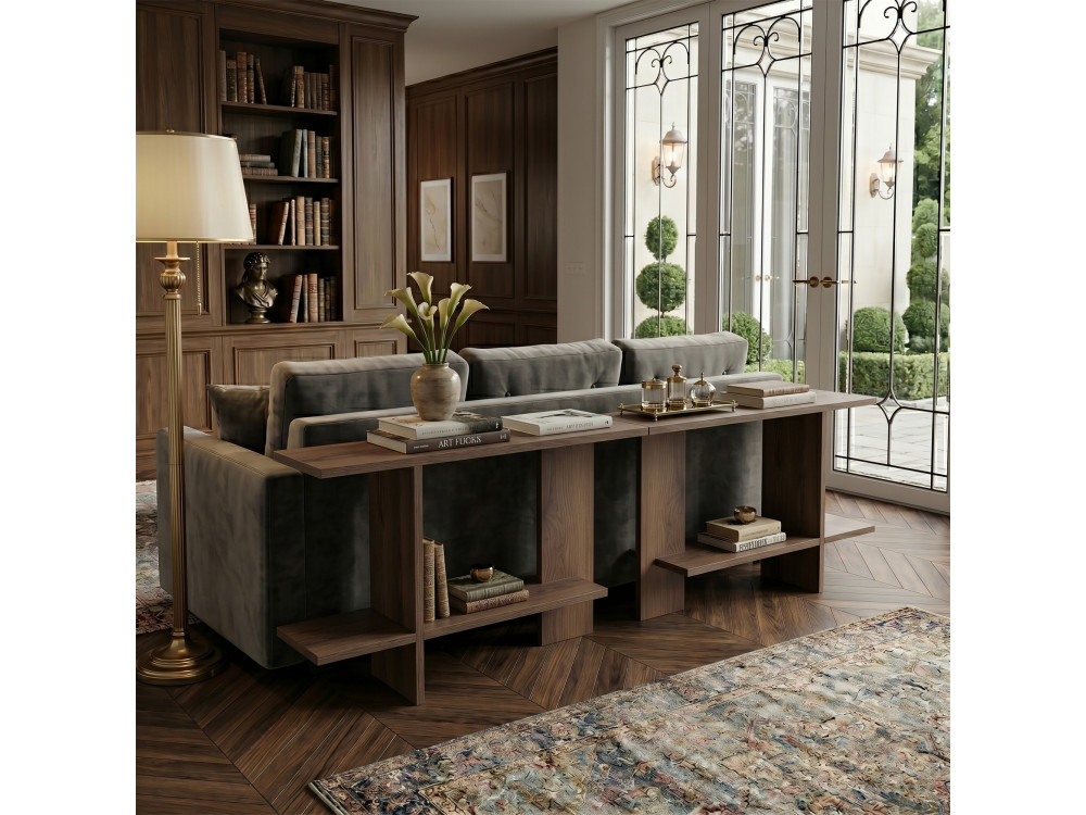 Mesita auxiliar de madera «Essenziale» - 80 x 30 x 55 cm - Marrón