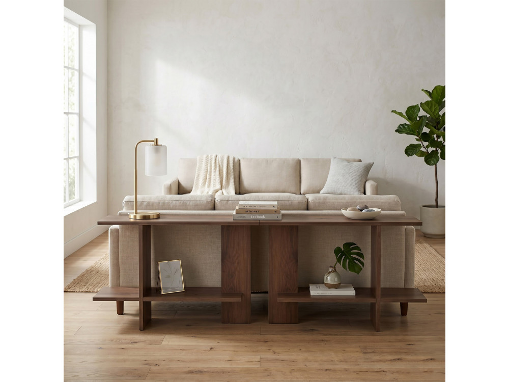 Mesita auxiliar de madera «Essenziale» - 80 x 30 x 55 cm - Marrón