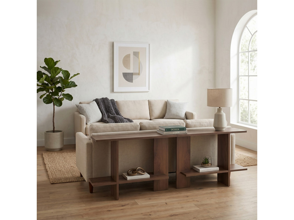 Mesita auxiliar de madera «Essenziale» - 80 x 30 x 55 cm - Marrón
