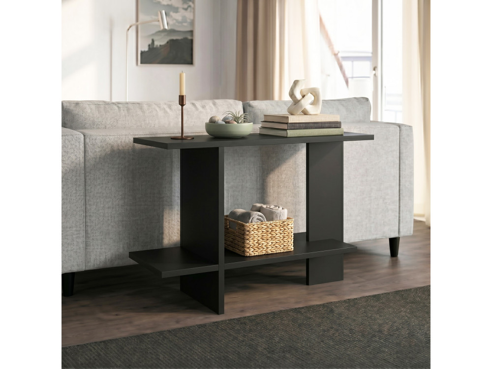 Mesita auxiliar de madera «Essenziale» - 80 x 30 x 55 cm - Negro