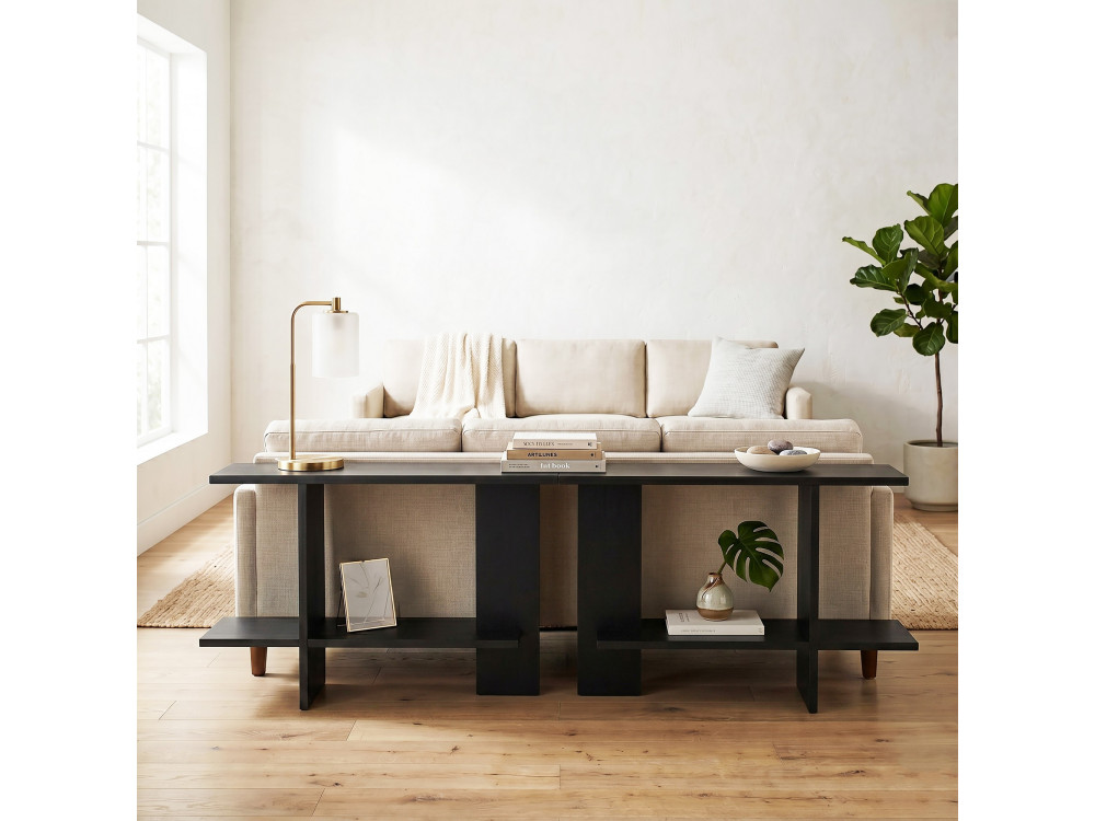 Mesita auxiliar de madera «Essenziale» - 80 x 30 x 55 cm - Negro