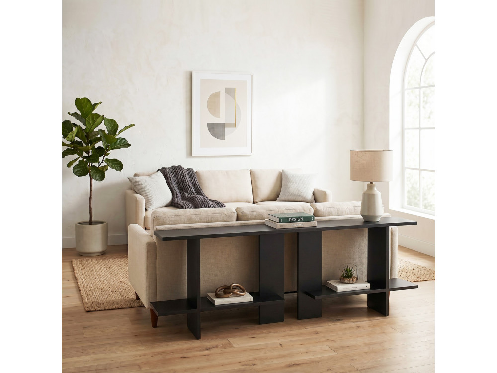 Mesita auxiliar de madera «Essenziale» - 80 x 30 x 55 cm - Negro