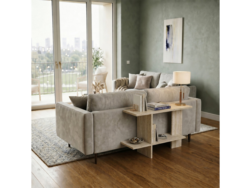 Mesita auxiliar de madera «Essenziale» - 80 x 30 x 55 cm - Travertino